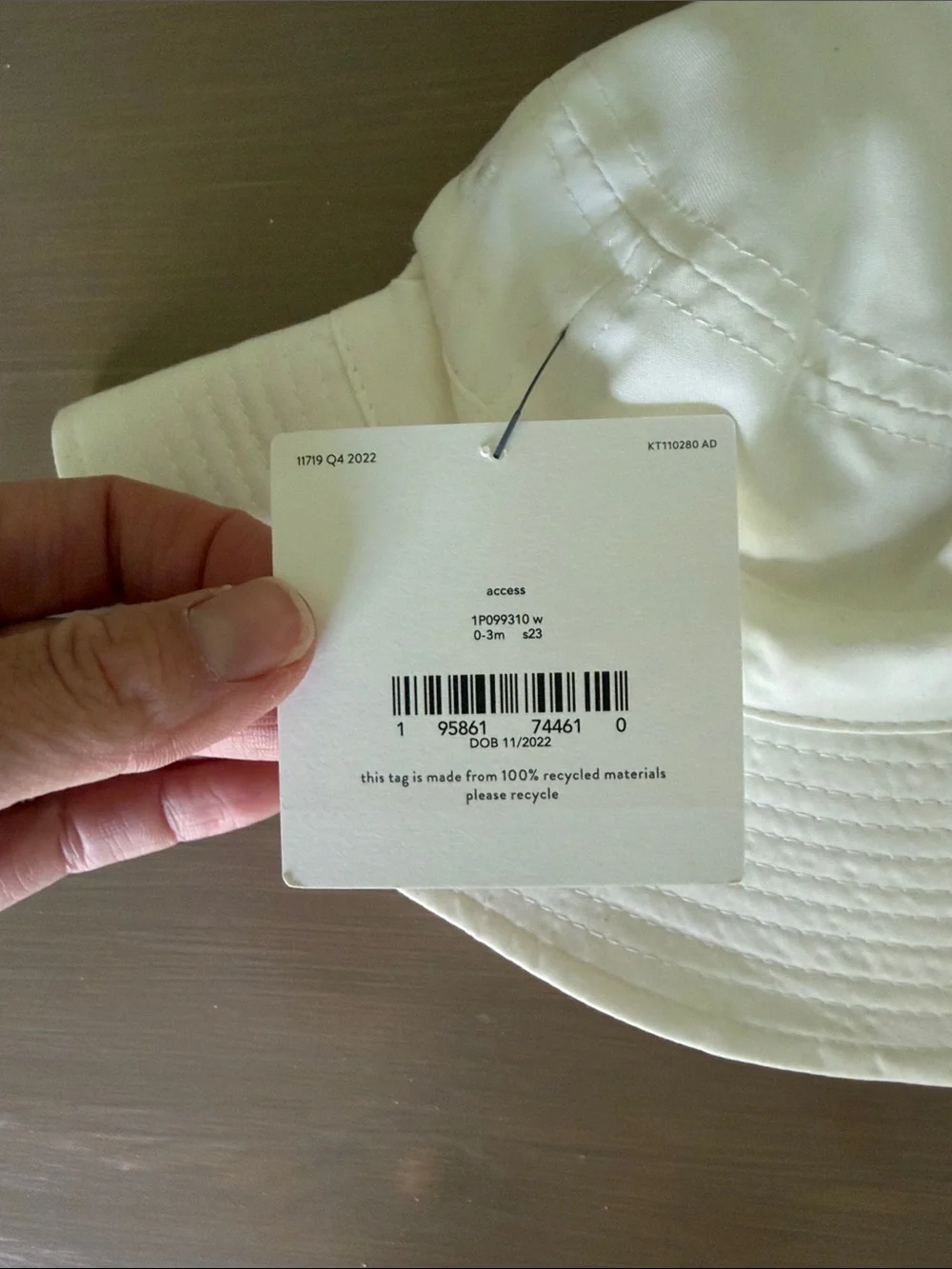 Little Planet Wide Brim Sun Hat in Cream 0-3 mo NWT